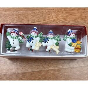 Studio Nova Festive Frosty Set of 4 Porcelain Napkin Rings Snowmen NEW